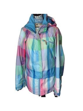 Roxy - 10k long slim fit plaid coat size large